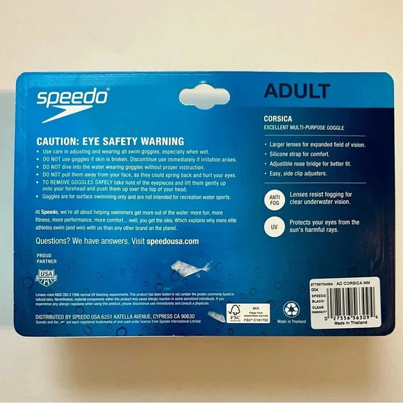 NEW Speedo Unisex Adult CORSICA Adult Swim Goggles - Black - Picture 2 of 2